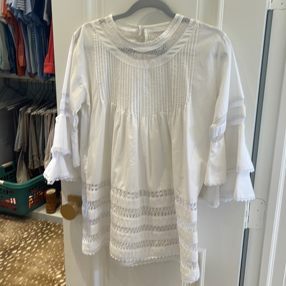 Mi Golondrina White Deshilado Blouse